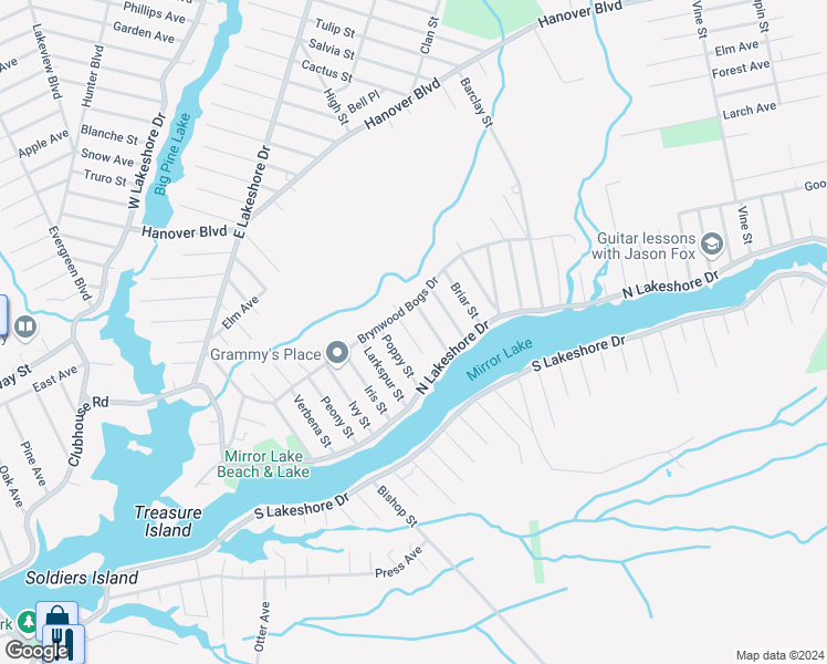 map of restaurants, bars, coffee shops, grocery stores, and more near 46 Teaberry St in Pemberton Township