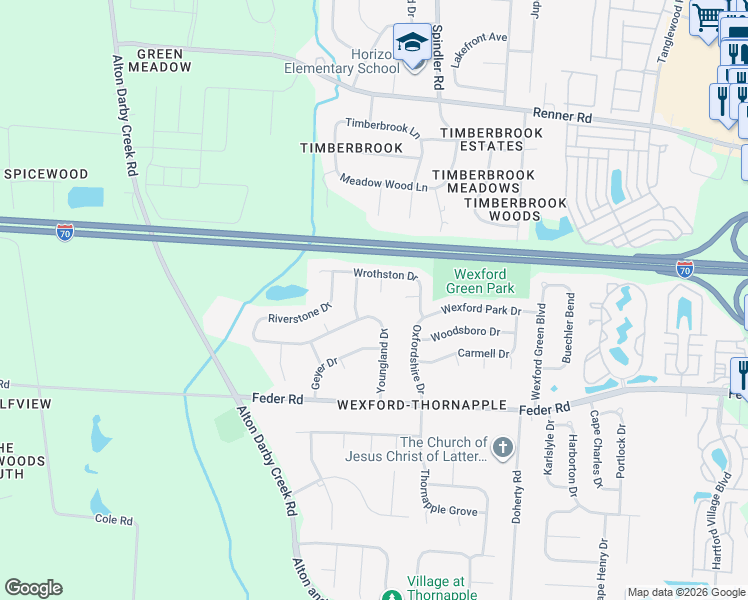 map of restaurants, bars, coffee shops, grocery stores, and more near 1240 Colette Court in Columbus
