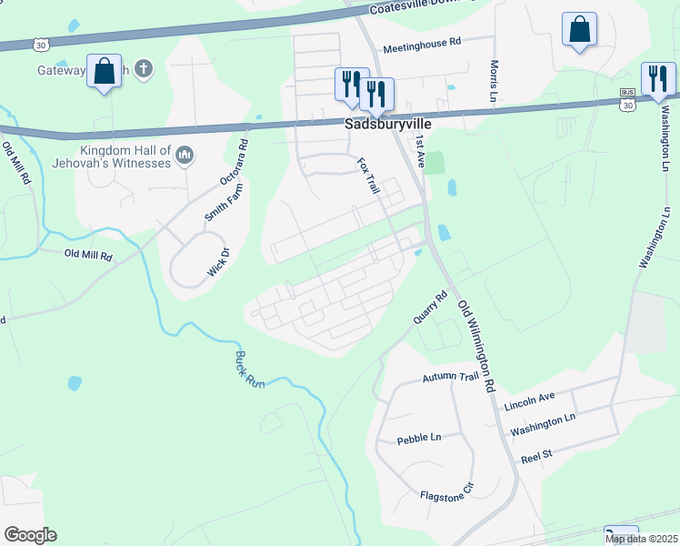 map of restaurants, bars, coffee shops, grocery stores, and more near 329 Trego Avenue in Coatesville