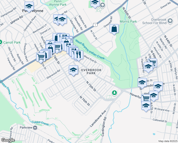 map of restaurants, bars, coffee shops, grocery stores, and more near in Philadelphia