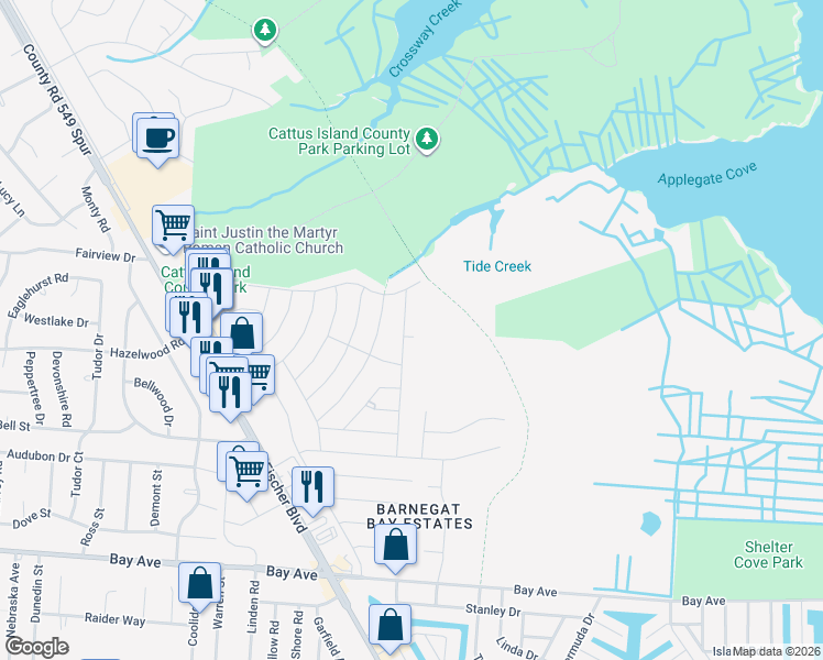 map of restaurants, bars, coffee shops, grocery stores, and more near 941 Harrison Rd in Toms River