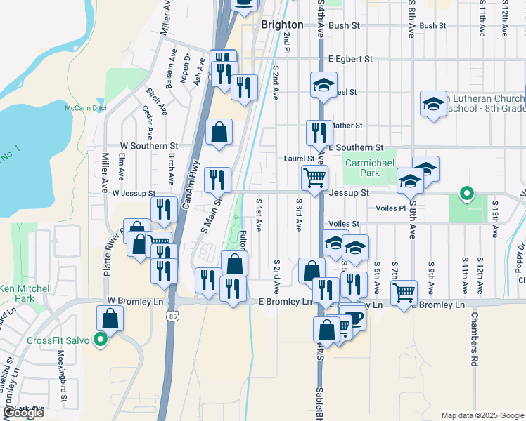 map of restaurants, bars, coffee shops, grocery stores, and more near 658 South 1st Avenue in Brighton