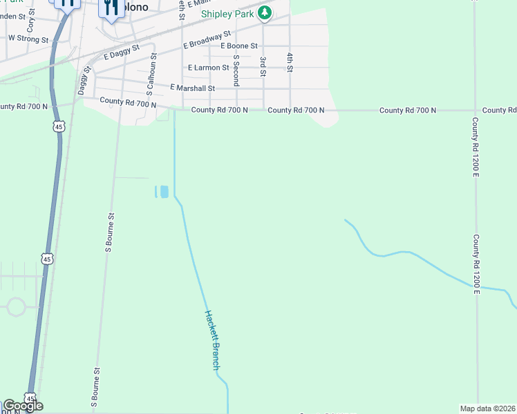 map of restaurants, bars, coffee shops, grocery stores, and more near 683 Polk Street in Tolono