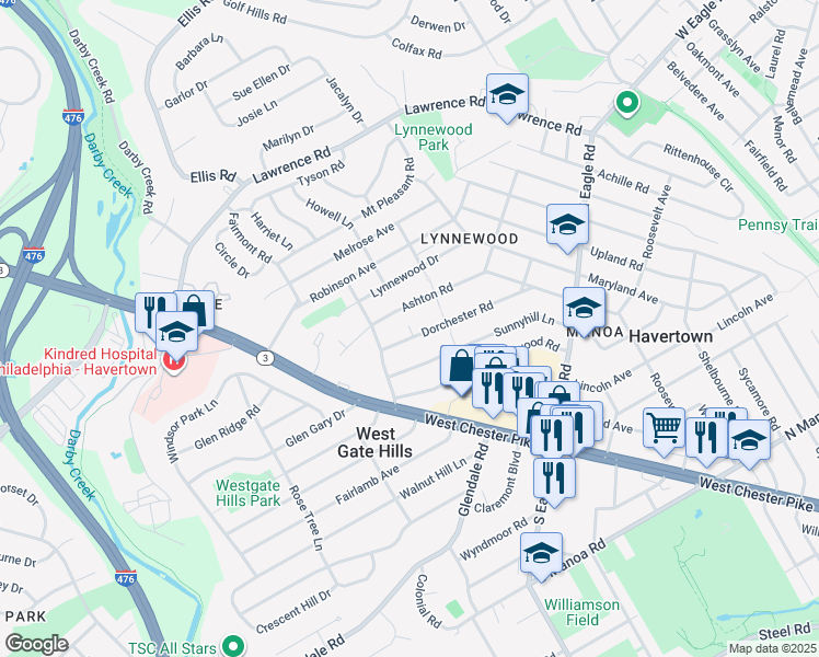 1514 Dorchester Road, Broomall PA Walk Score