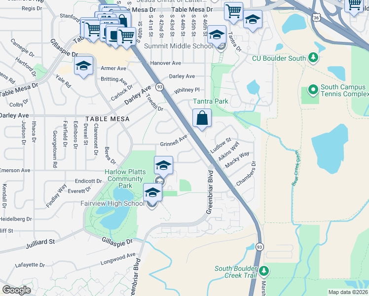 map of restaurants, bars, coffee shops, grocery stores, and more near 1285 Toedtli Drive in Boulder