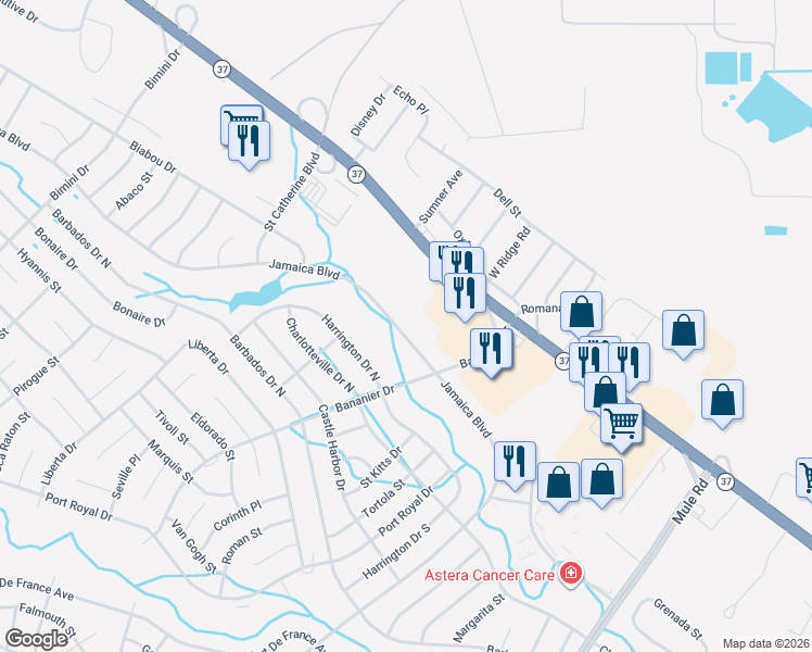 map of restaurants, bars, coffee shops, grocery stores, and more near 804 Jamaica Boulevard in Toms River