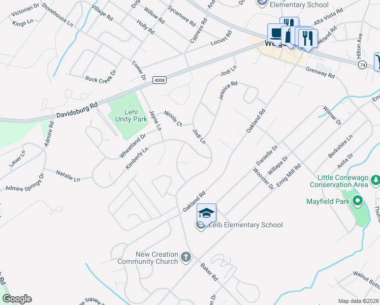 map of restaurants, bars, coffee shops, grocery stores, and more near 3506 Kimberly Lane in Dover