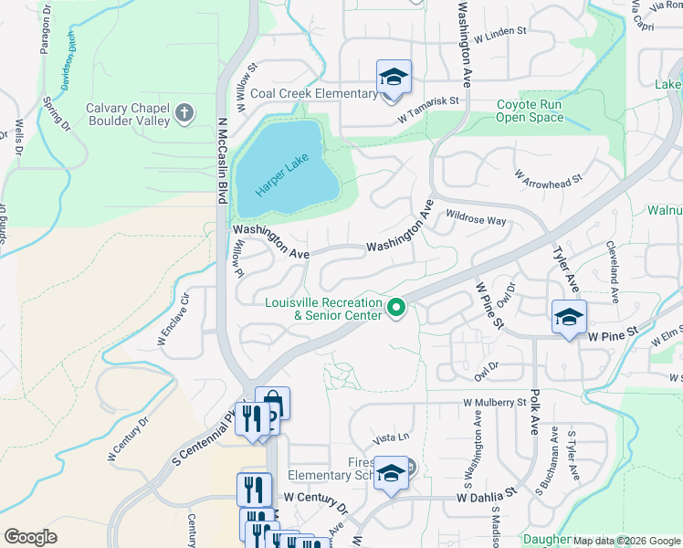 map of restaurants, bars, coffee shops, grocery stores, and more near 829 Trail Ridge Drive in Louisville