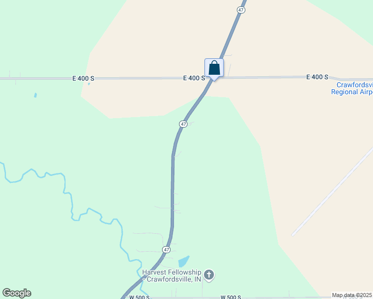 map of restaurants, bars, coffee shops, grocery stores, and more near 4412 Indiana 47 in Crawfordsville