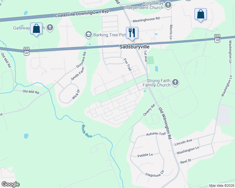 map of restaurants, bars, coffee shops, grocery stores, and more near 329 Trego Avenue in Coatesville