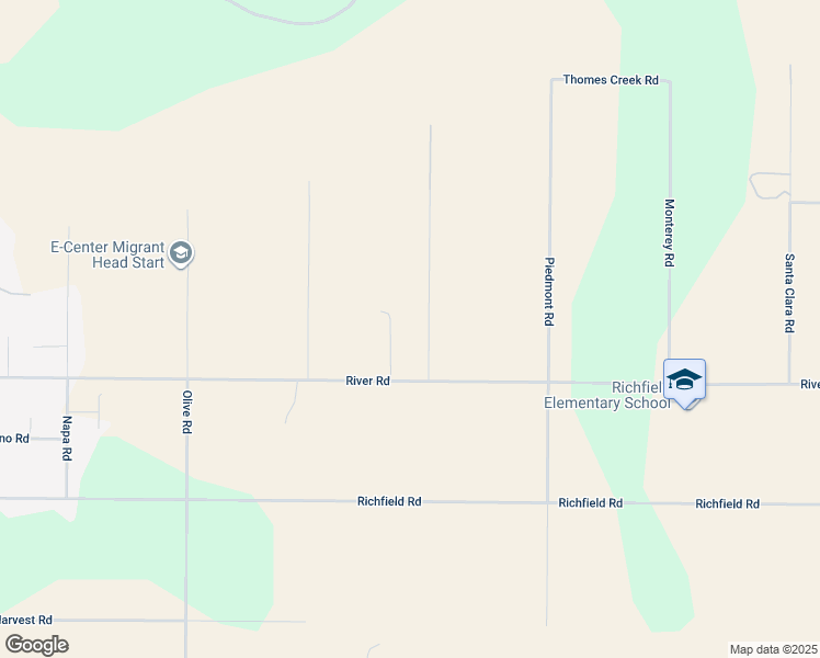 map of restaurants, bars, coffee shops, grocery stores, and more near 6222 Santa Cruz Road in Corning