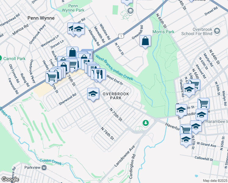 map of restaurants, bars, coffee shops, grocery stores, and more near in Philadelphia