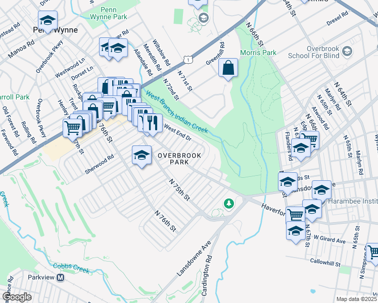 map of restaurants, bars, coffee shops, grocery stores, and more near in Philadelphia