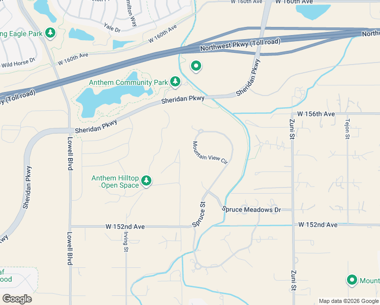 map of restaurants, bars, coffee shops, grocery stores, and more near 15478 Mountain View Circle in Broomfield