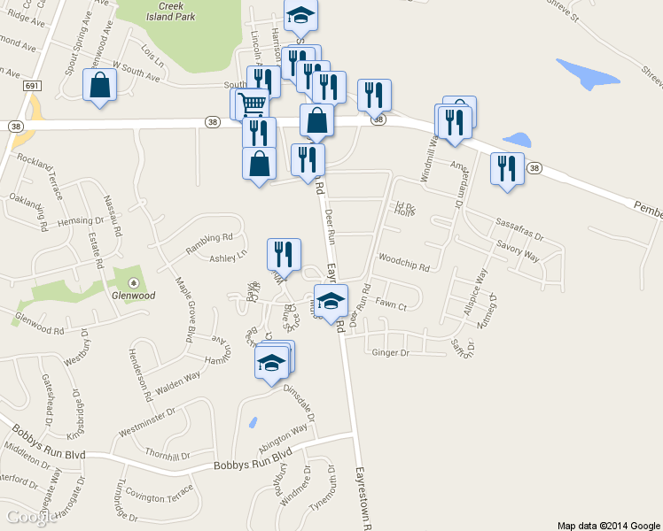 map of restaurants, bars, coffee shops, grocery stores, and more near 1 Sycamore Court in Lumberton