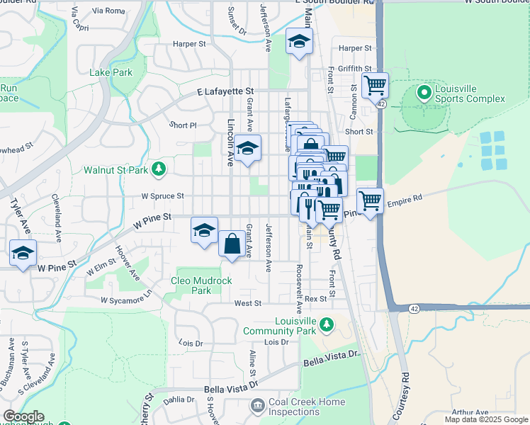 map of restaurants, bars, coffee shops, grocery stores, and more near 701 Jefferson Avenue in Louisville