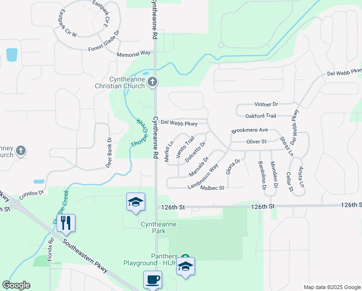 map of restaurants, bars, coffee shops, grocery stores, and more near 12926 Venito Trail in Fishers