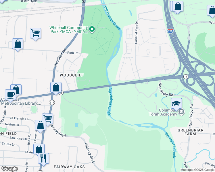 map of restaurants, bars, coffee shops, grocery stores, and more near 4942 East Broad Street in Columbus