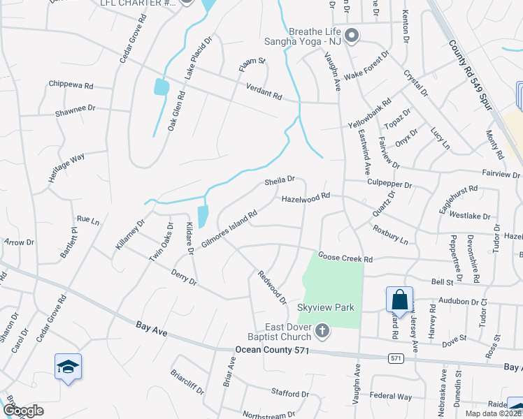map of restaurants, bars, coffee shops, grocery stores, and more near in Toms River