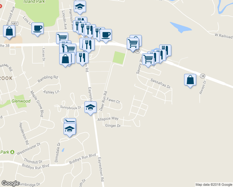 map of restaurants, bars, coffee shops, grocery stores, and more near 710 Woodchip Road in Lumberton
