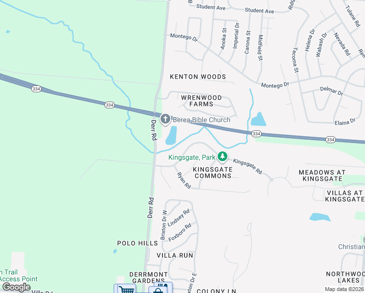 map of restaurants, bars, coffee shops, grocery stores, and more near 1129 Kingsgate Road in Springfield