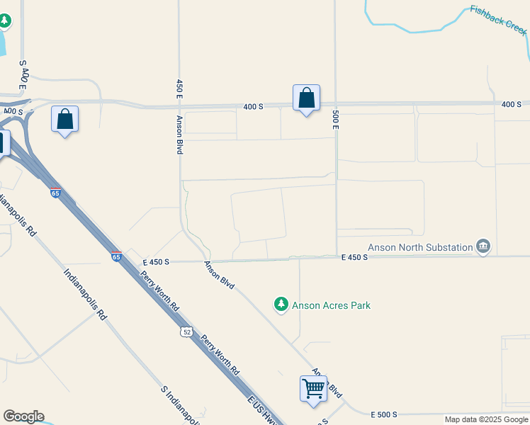 map of restaurants, bars, coffee shops, grocery stores, and more near 4750 East 450 South in Whitestown
