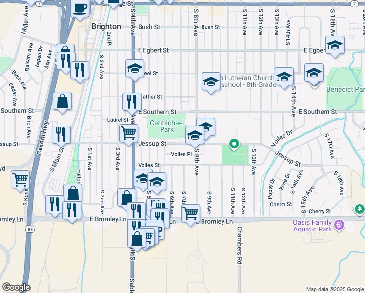map of restaurants, bars, coffee shops, grocery stores, and more near 680 Voiles Place in Brighton