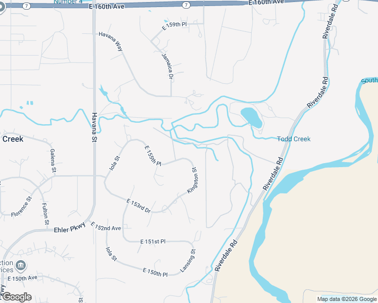 map of restaurants, bars, coffee shops, grocery stores, and more near 11151 East 155th Place in Brighton