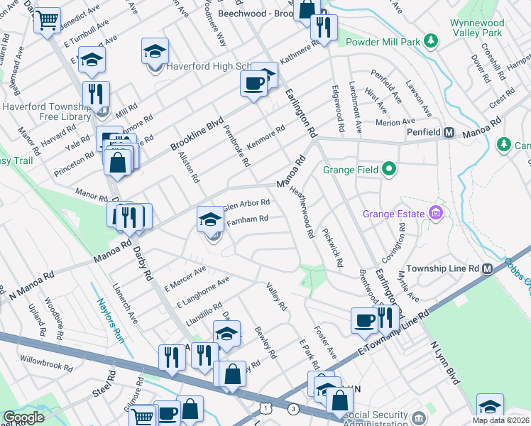 map of restaurants, bars, coffee shops, grocery stores, and more near in 