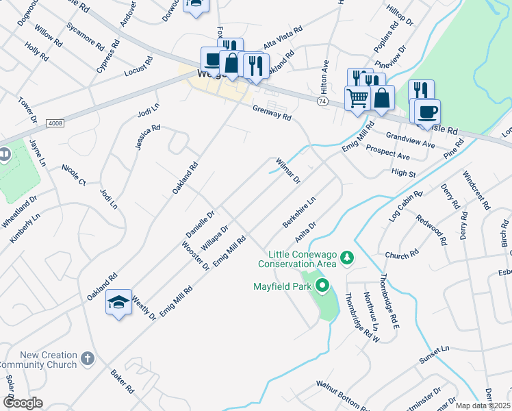 map of restaurants, bars, coffee shops, grocery stores, and more near 2543 Willapa Drive in Dover