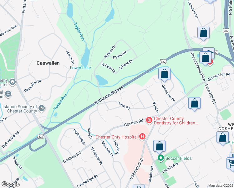 map of restaurants, bars, coffee shops, grocery stores, and more near 912 Collins Drive in West Chester