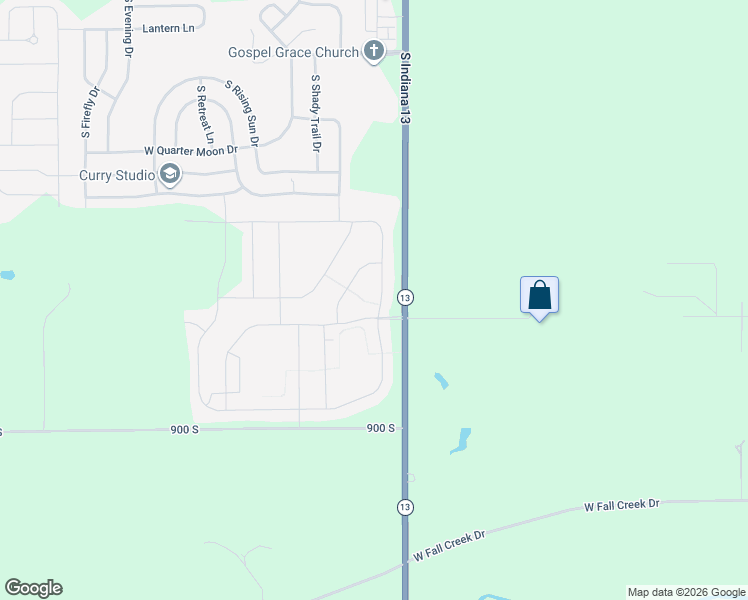 map of restaurants, bars, coffee shops, grocery stores, and more near 8618 Indiana 13 in Pendleton