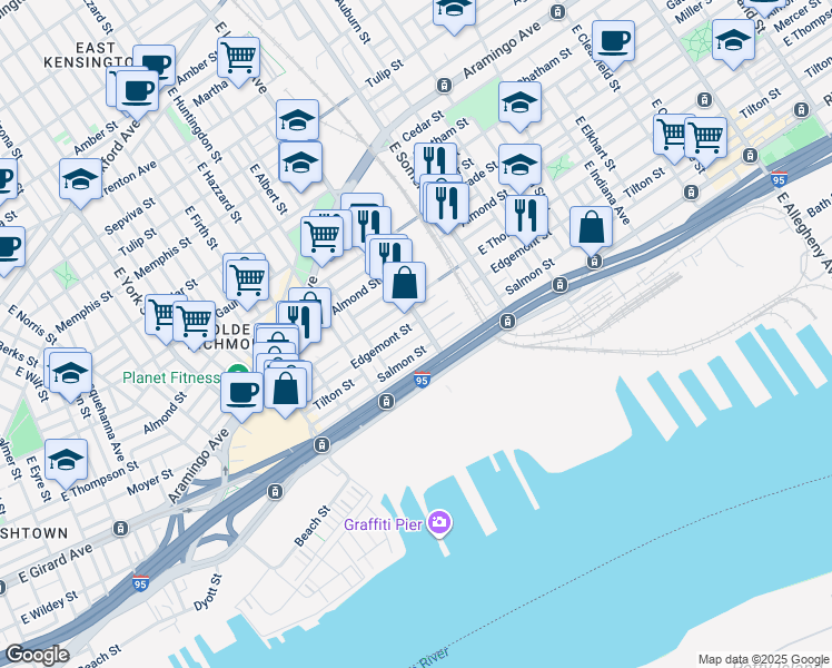 map of restaurants, bars, coffee shops, grocery stores, and more near 2680 Tilton Street in Philadelphia