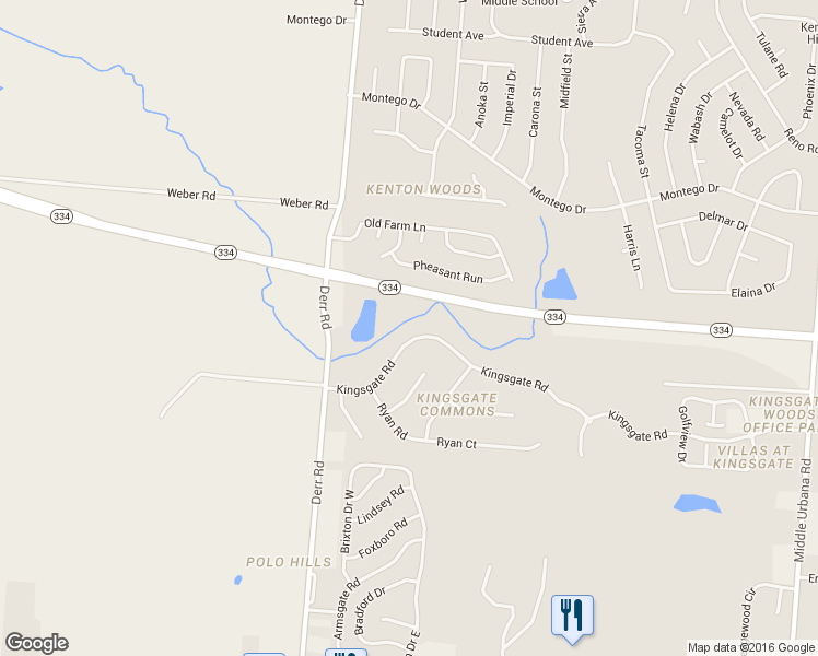 map of restaurants, bars, coffee shops, grocery stores, and more near 1174 Kingsgate Road in Springfield