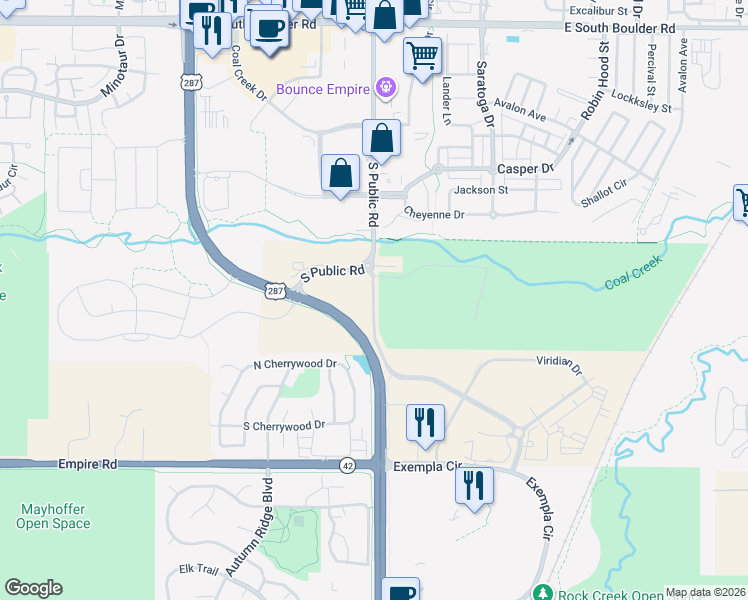 map of restaurants, bars, coffee shops, grocery stores, and more near 254 South 112th Street in Lafayette