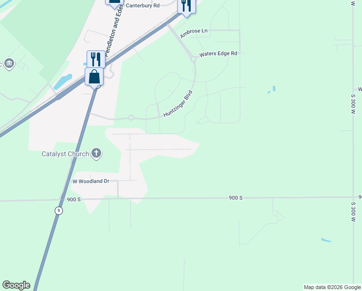 map of restaurants, bars, coffee shops, grocery stores, and more near 127 East Michelle Lane in Pendleton