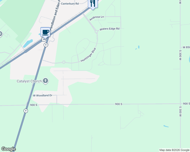 map of restaurants, bars, coffee shops, grocery stores, and more near 127 East Michelle Lane in Pendleton