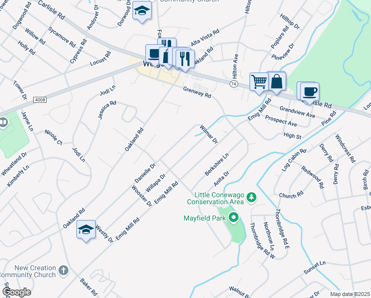 map of restaurants, bars, coffee shops, grocery stores, and more near 2543 Willapa Drive in Dover