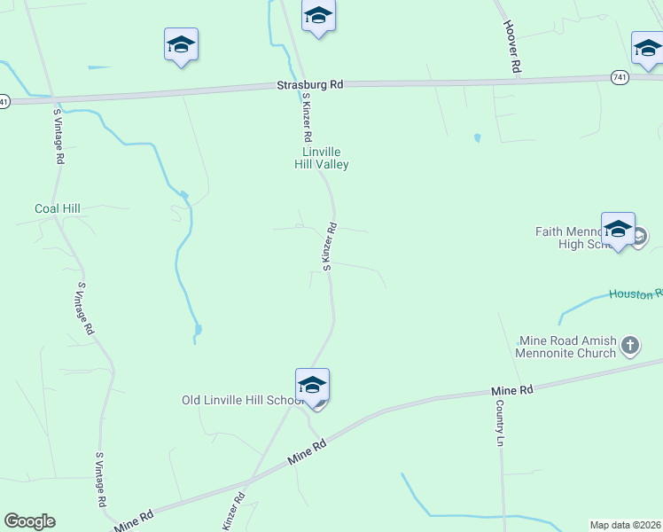map of restaurants, bars, coffee shops, grocery stores, and more near 255 South Kinzer Road in Paradise