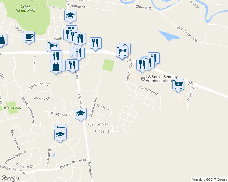 map of restaurants, bars, coffee shops, grocery stores, and more near 302 Dove Court in Lumberton