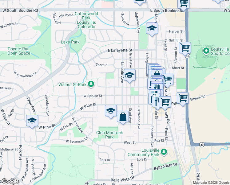 map of restaurants, bars, coffee shops, grocery stores, and more near 848 Garfield Avenue in Louisville