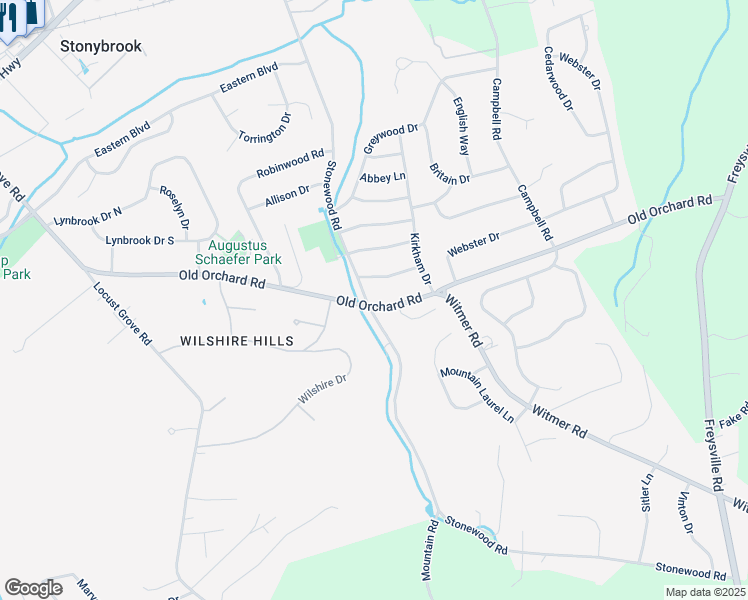 map of restaurants, bars, coffee shops, grocery stores, and more near 4123 Old Orchard Road in York