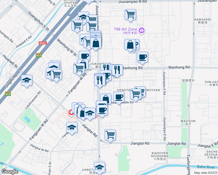 map of restaurants, bars, coffee shops, grocery stores, and more near in 