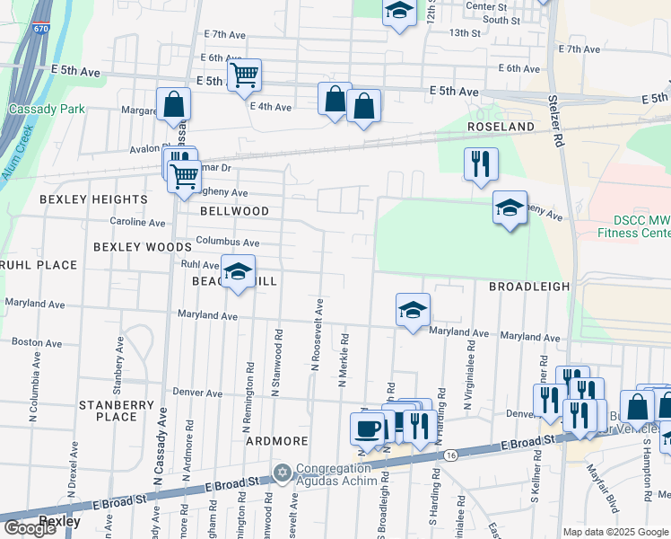 map of restaurants, bars, coffee shops, grocery stores, and more near 2914 Ruhl Avenue in Columbus