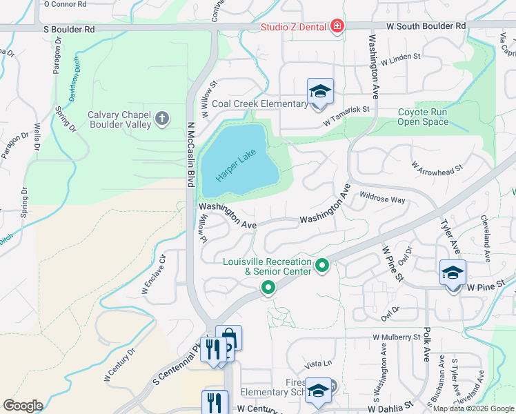 map of restaurants, bars, coffee shops, grocery stores, and more near 808 Pikes Peak Court in Louisville