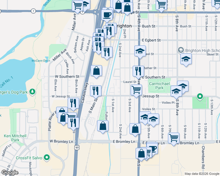 map of restaurants, bars, coffee shops, grocery stores, and more near 35 Jessup Street in Brighton