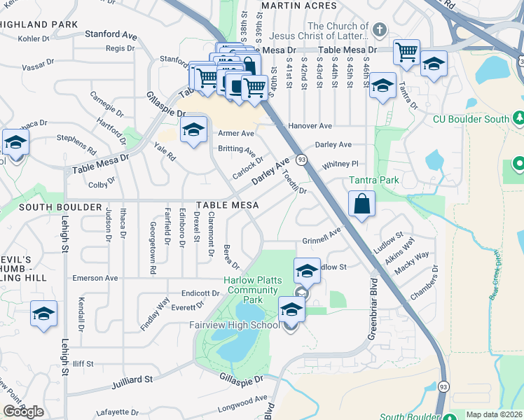 map of restaurants, bars, coffee shops, grocery stores, and more near 1066 Albion Road in Boulder
