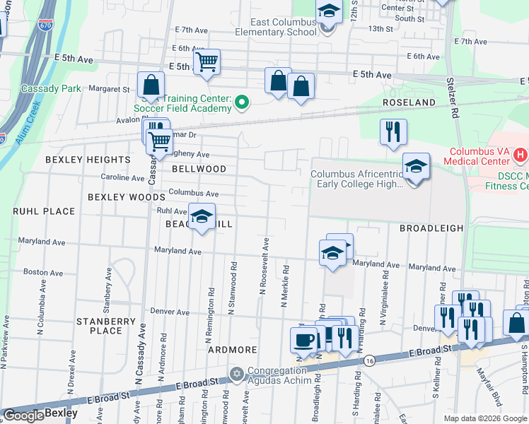 map of restaurants, bars, coffee shops, grocery stores, and more near 2847 Ruhl Avenue in Columbus