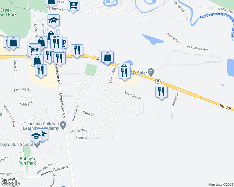 map of restaurants, bars, coffee shops, grocery stores, and more near 5 Sage Drive in Lumberton