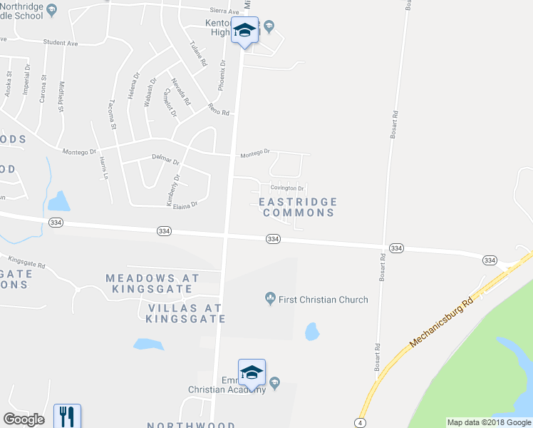 map of restaurants, bars, coffee shops, grocery stores, and more near 3900 Ryland Drive in Springfield